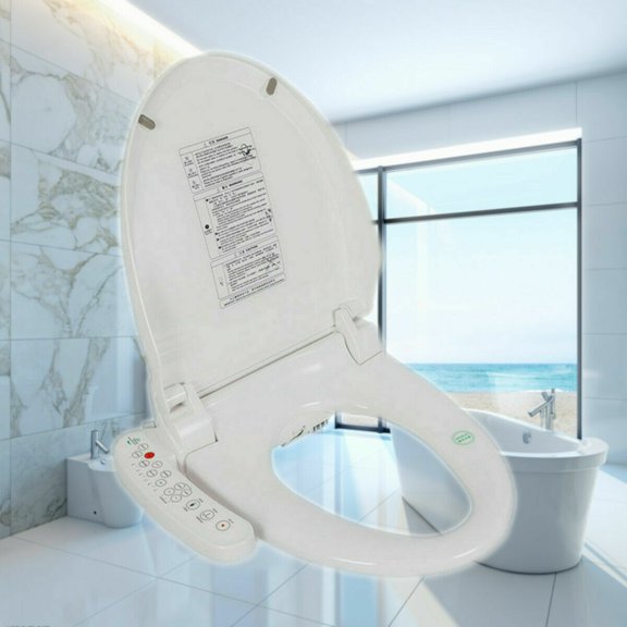 Heated Bidet Toilet Seat Round with Adjustable Water Temperature- Electric Smart Bidet Seat with Massage Function, Night Light | 1300W Flushing Power | Fits Standard Toilets