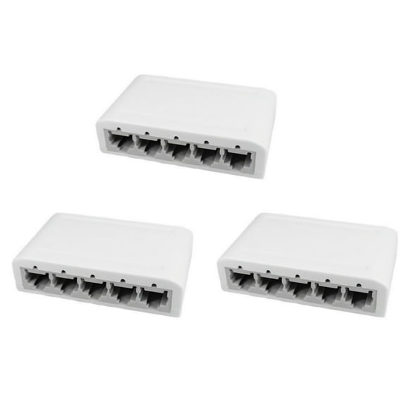 3X 5 Port Data Switch,Network Hub,Desktop Ethernet Splitter,Plug & Play Shielded Ports Fanless Quiet,3 x Ethernet Splitter,White