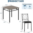 thumbnail image 2 of YUSAZENS 3 Piece Dining Set, Metal Frame Table & 2 Chairs, Space Saving Furniture for Kitchen Breakfast Nook Small Space Gray, 2 of 9