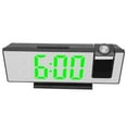 thumbnail image 4 of Reloj despertador digital con proyección, carga USB, atenuación automática, pantalla LED de espejo, reloj electrónico para dormitorio, carcasa negra, luz verde., 4 of 14
