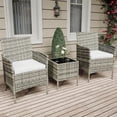 thumbnail image 6 of IdealHouse 3 Piece Patio Furniture Set, Rattan Outdoor Furniture with 2 Chairs & Coffee Table, Modern Outdoor Seating Conversation Bistro Set for Garden Backyard Porch (Grey and Beige), 6 of 8