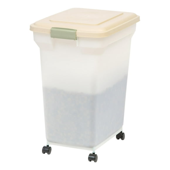 IRIS USA WeatherPro Airtight Dog Food Storage Container, Up to 19 Kg, Attachable Wheels, For Dog Cat Bird and Other Pet Food Storage Bin, Pet Supplies, Keep Fresh, Portable, BPA Free,