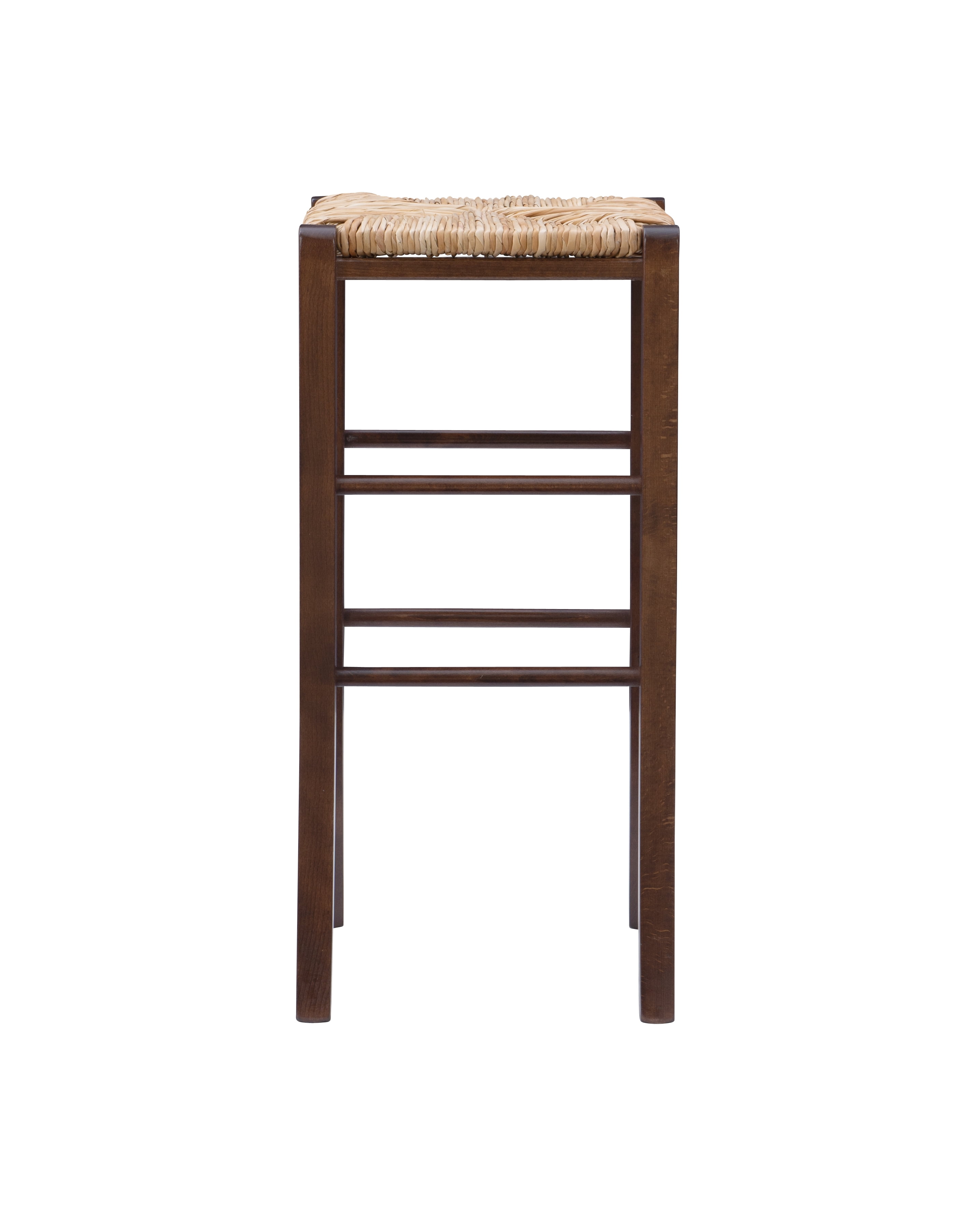 Linon Ivica 29.15" Backless Bar Stools, Set of 2, Dark Walnut with Handwoven Rush Seat
