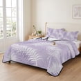 thumbnail image 2 of 3 Pieces Twin XL Quilt Set,Tropical Palm Leaves Soft Bedding Sets with 1 Quilt & 2 Pillow Shams,Dreamy Purple Background Summer Bedspread Lightweight Coverlet Comforter for All Season, 2 of 6