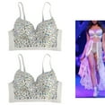 thumbnail image 3 of HLGDYJ Women Sexy AB Colored Rhinestone Bustier Crop Top Spaghetti Strap Push Up Bralette Glitter Club Party Corset Bra Vest, 3 of 17