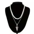 thumbnail image 6 of K-KED Men's Arrowhead Pearl Necklace Hip-Hop High-End Layered Sweater Chain, 6 of 9