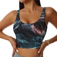 thumbnail image 1 of Fotbe Wave Chain Shark Sujetador Deportivo Largo sin Aros para Mujer con Almohadillas y Soporte Medio, Transpirable y Absorbente, Camiseta Tipo Chaleco o Tank Top-X-Large, 1 of 8