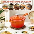 thumbnail image 5 of Walchoice 1QT Sauce Pan, Enameled Cast Iron Saucepan Dutch Oven Pot with Lid, 1 Quart Small Cooking Sauce Pot, Nonstick & Oven Safe - Orange, 5 of 8