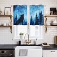 thumbnail image 2 of Black Wolf Night Kitchen Curtains Small Short 39 Inch Length, Abstract Forest Silhouette Starry Grommet Top Bedroom Living Room Curtains, Light Filtering Cafe Curtain Drapes 2 Panels Set 55''x39'', 2 of 9