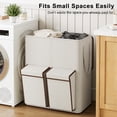 thumbnail image 2 of BGTREND Double Laundry Hamper with Lid, 180L Dirty Clothes Basket with 2 Removable Bags & 2 Side Pockets, Collapsible Laundry Sorter, Beige, 2 of 8