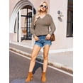 thumbnail image 4 of Weardear Womens Lightweight Fall Knit Sweaters Casual V Neck Long Sleeve Tunic Striped Side Slit Tops, 4 of 8