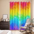 thumbnail image 3 of Rainbow Oil Painting Kitchen Curtains 96 Inch Length, Watercolor Colorful Abstract Art Grommet Top Bedroom Living Room Curtains, Light Filtering Cafe Curtain Drapes 2 Panels Set 104''x96'', 3 of 9