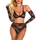 thumbnail image 3 of Traje de ropa interior Sexy Hollow Lace Perspectiva Lencería Mujer Ropa de dormir, S, Negro seitruly XX000098-01, 3 of 7