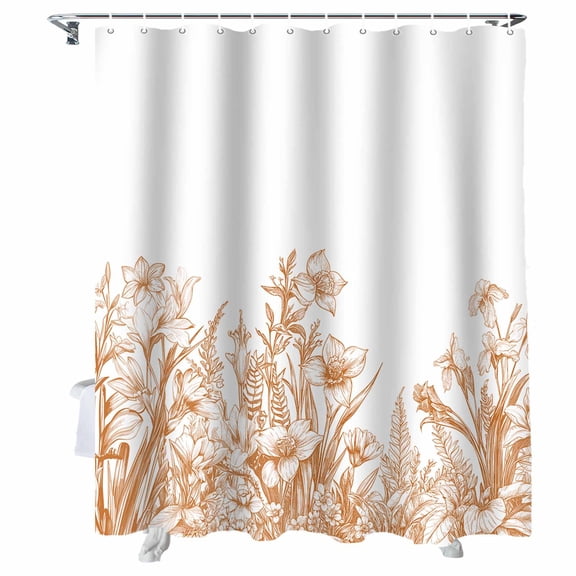 Shower Curtains Floral Plant Bath Curtain Flowers Waterproof Bathroom Shower Curtain Set with Hooks Decoration 72 x 84 Inches