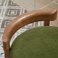 thumbnail image 3 of Guyou Wooden Vanity Chair, Modern Velvet Upholstered Small Ottoman Footstool, Lovely Round Makeup Stool for Bedroom Living Room Makeup Room, Green, 3 of 6
