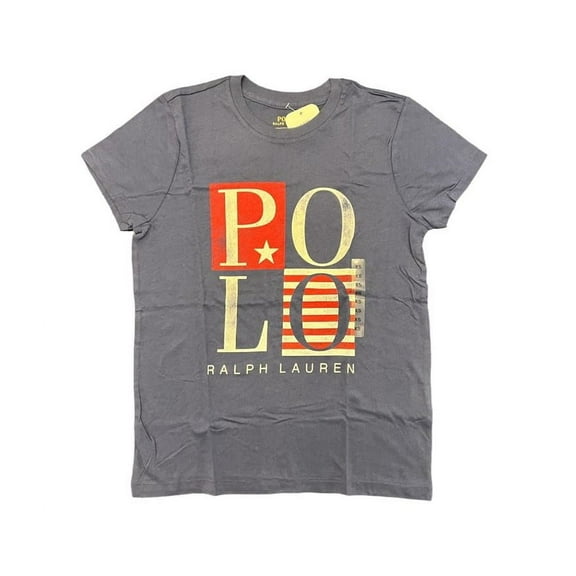 POLO RALPH LAUREN Blue Men's Short-Sleeved Red/White Stamp T-Shirt, Medium, NWOT