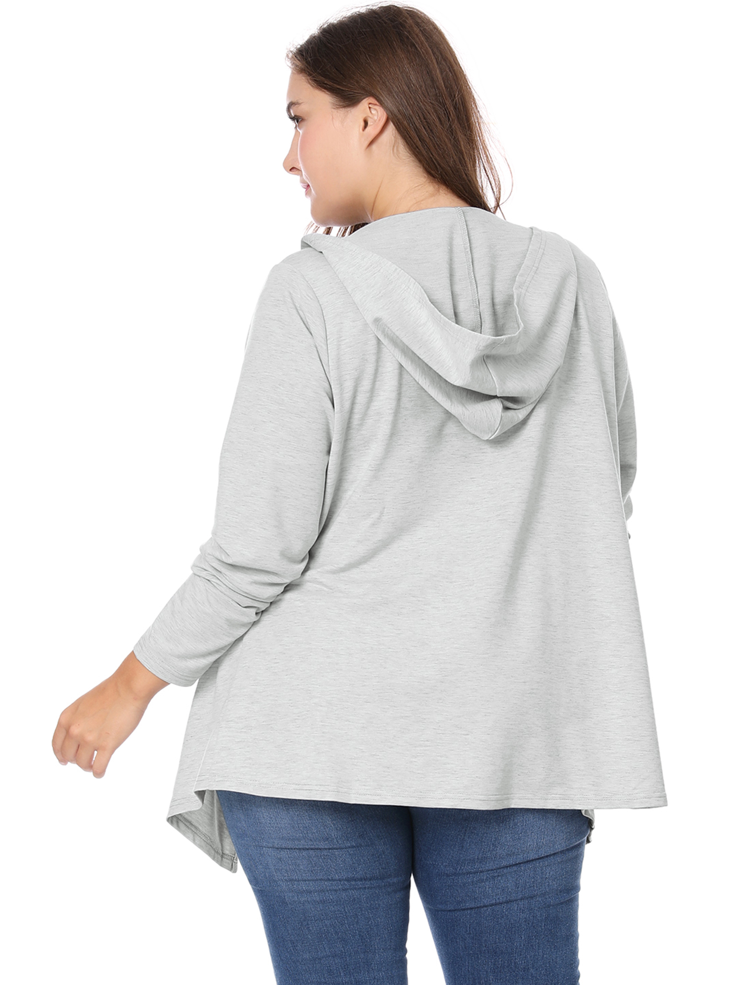 Women Plus Size Drape Open Front Hooded Cardigan Gray 2x Walmart