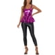 thumbnail image 2 of Camiseta sin mangas de peplum metálico Inspire Chic para mujeres, top de tirantes spaghetti, color púrpura, 2 of 6