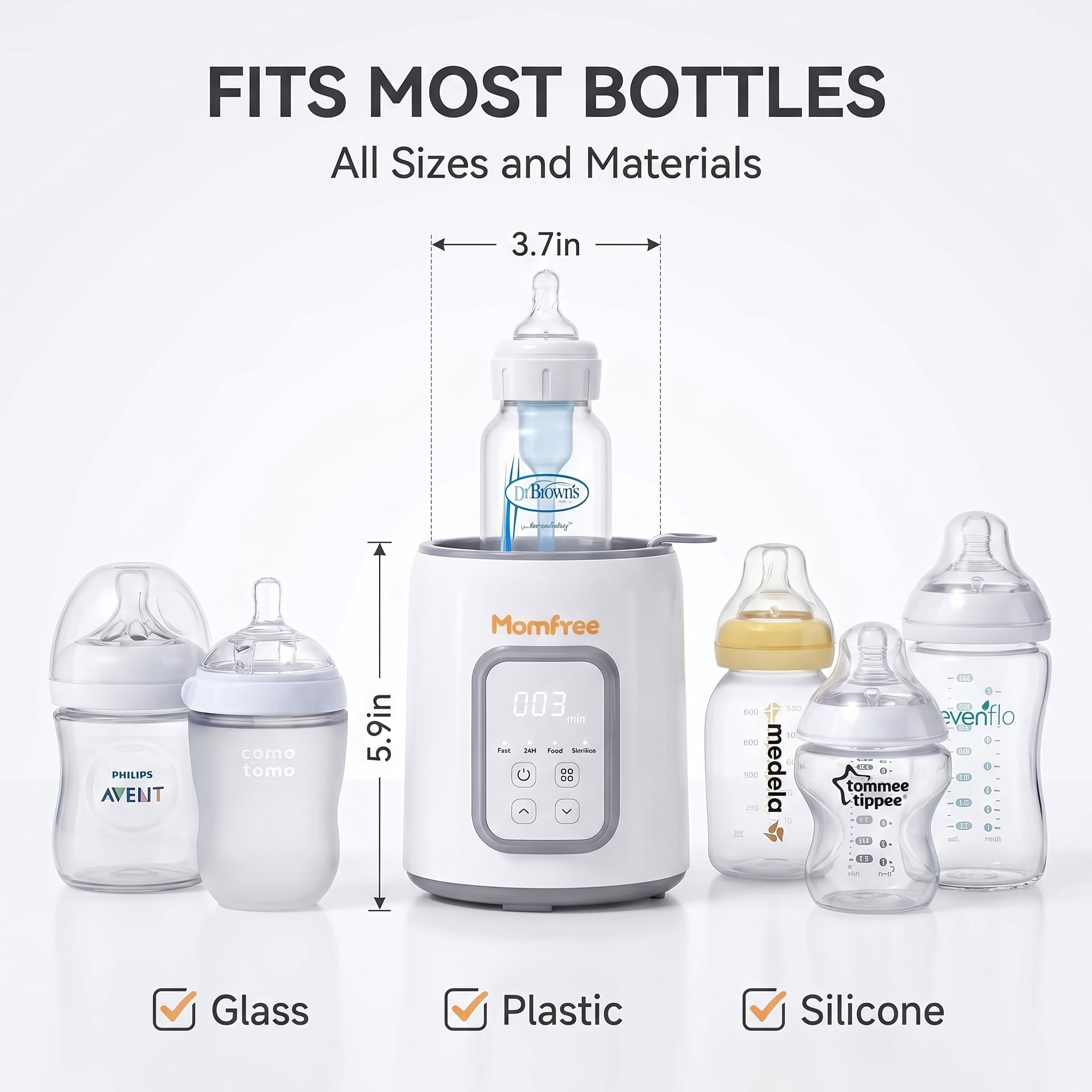 Baby Essentials Bottle Warmer8-in-1Fast Heating for Breastmilk and Formula,Baby Registry Search,with Accurate Temperature Control and Automatic Shut-Off,with Defrost,Keep Warm,for All Bottles