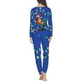 thumbnail image 3 of FKELYI Blue Christmas Cock Pajamas 2 Pieces Colorful Lights Leisure Long Sleeve Pjs for Women Set Polyester Women Sleepwear Pajama Set Size 2XL, 3 of 5