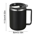 thumbnail image 3 of 14oz Travel Mug Coffee Tumbler with Push-Button Lid, Leak-Proof Stainless Steel Double-Wall Insulated Cup for Hot & Cold Drinks, Office Commute - Matte Black, 3 of 6