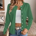 thumbnail image 2 of Cardigan Sweaters For Women Lightweight Crew Neck Long Sleeve Cardigan Sweater Fall Fashion Outfits Clothing Covering Yarn Blending Jackets Outerwear Jackets 1Pc Green Xl Sweaters For Women, 2 of 5