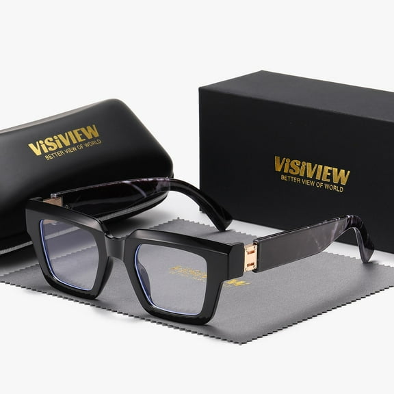 VISIVIEW Unisex Trendy Stylish Full-frame Plano Glasses Anti-blue Light Square Frame Plano Glasses