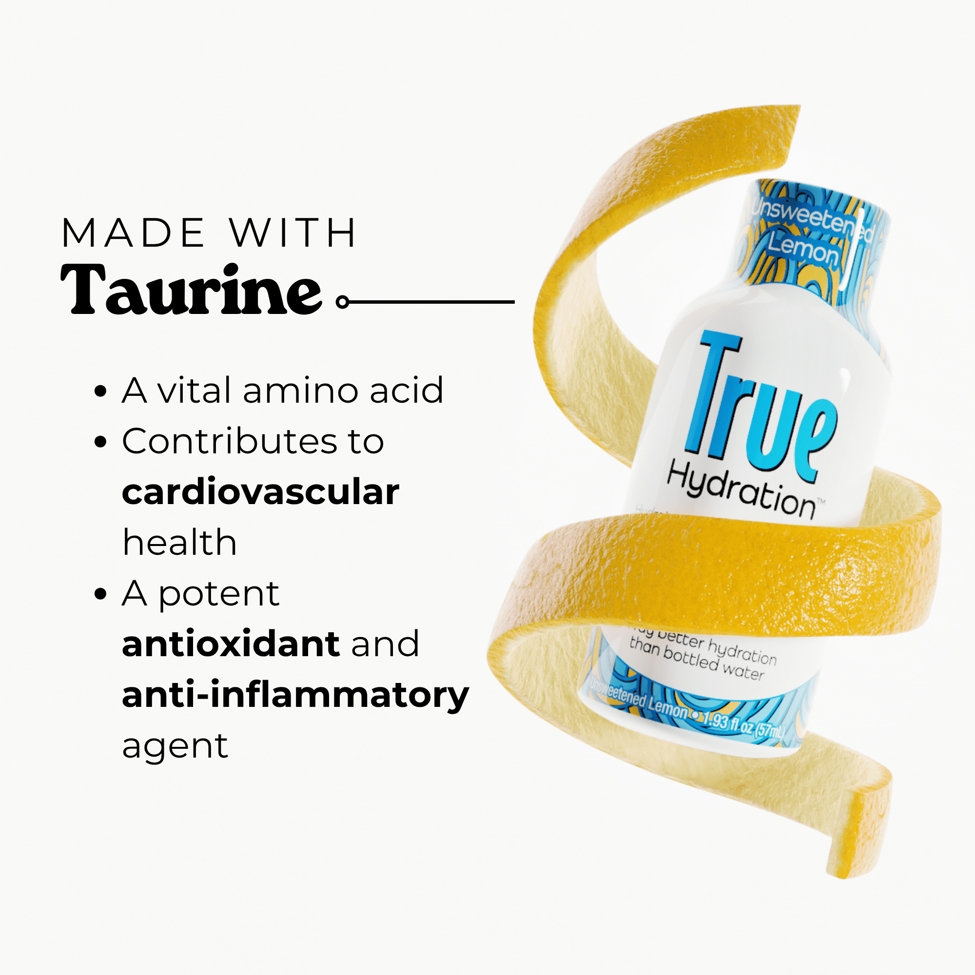 True Hydration Shots Unsweetened Lemon Water – 12 Pack of 1.93 fl oz – Electrolytes – Amino Acids – Zero Sugar – Zero Sodium – Vegan – Gluten-Free