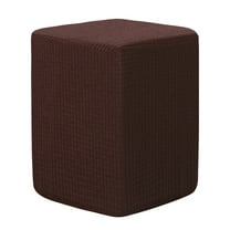 Ottoman Cover Square, Stretch Ottoman Slipcover Fit Diameter 9.8"-12.6", Non-Slip Footstool Protector Cover Brown