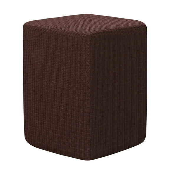 Ottoman Cover Square, Stretch Ottoman Slipcover Fit Diameter 9.8"-12.6", Non-Slip Footstool Protector Cover Brown