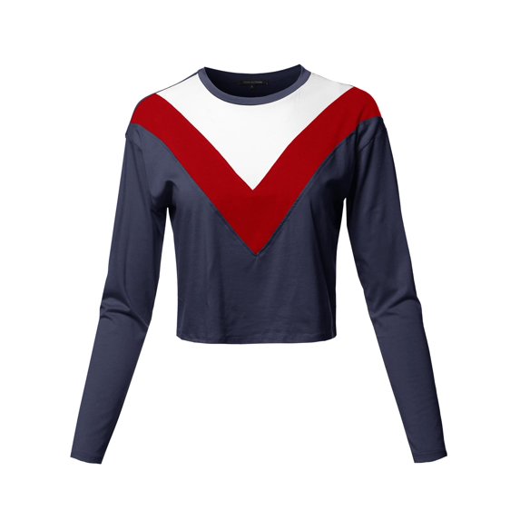 FashionOutfit Women's Casual Cute Stylish Color Block Long Sleeve Top