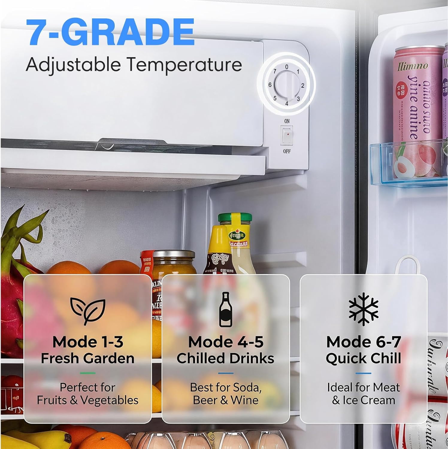 OSTBA 3.2 Cu.Ft Mini Fridge with Freezer, Single Door Compact Refrigerator with Adjustable Thermostat, Low Noise, Removable Glass Shelves, Large Capacity for Bedroom, Dorm, Office,Silver