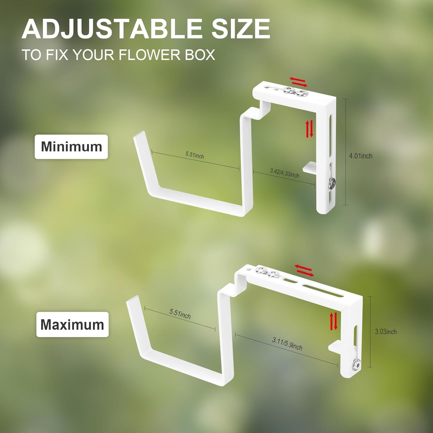 Railing Planter Box 4 Pack Window Boxes Planters with Flower Box Brackets, 17’’ Rectangle Balcony Deck Railing Hanging Planters for Outdoor Fence Garden Patio Plants