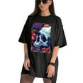 thumbnail image 3 of Plus Size Shirt for Women Black Tops for Women Short Sleeves Shirt for Women Skull T Shirt Crewneck Shirt for Women S, 3 of 5