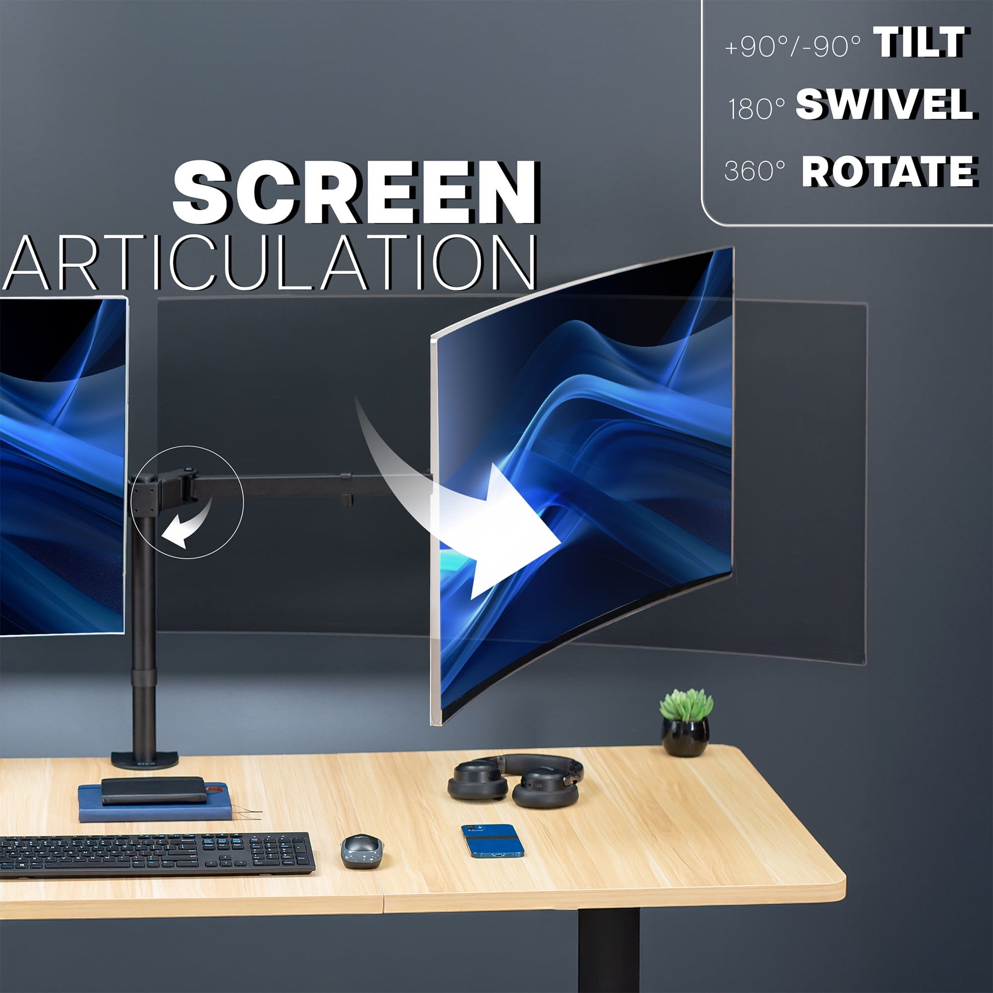 VIVO Telescoping Dual Ultrawide 40" to 45" Monitor Heavy Duty Desk Mount Stand
