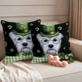 thumbnail image 2 of St. Patrick's Day Outdoor Waterproof Pillow Covers, Lucky Shamrock Cute Puppy Hat Green Plaid Decorative Square Throw Pillowcase Sofa Cushion Sham for Patio/Couch/Chair, 16"x16" 2 Pack, 2 of 8
