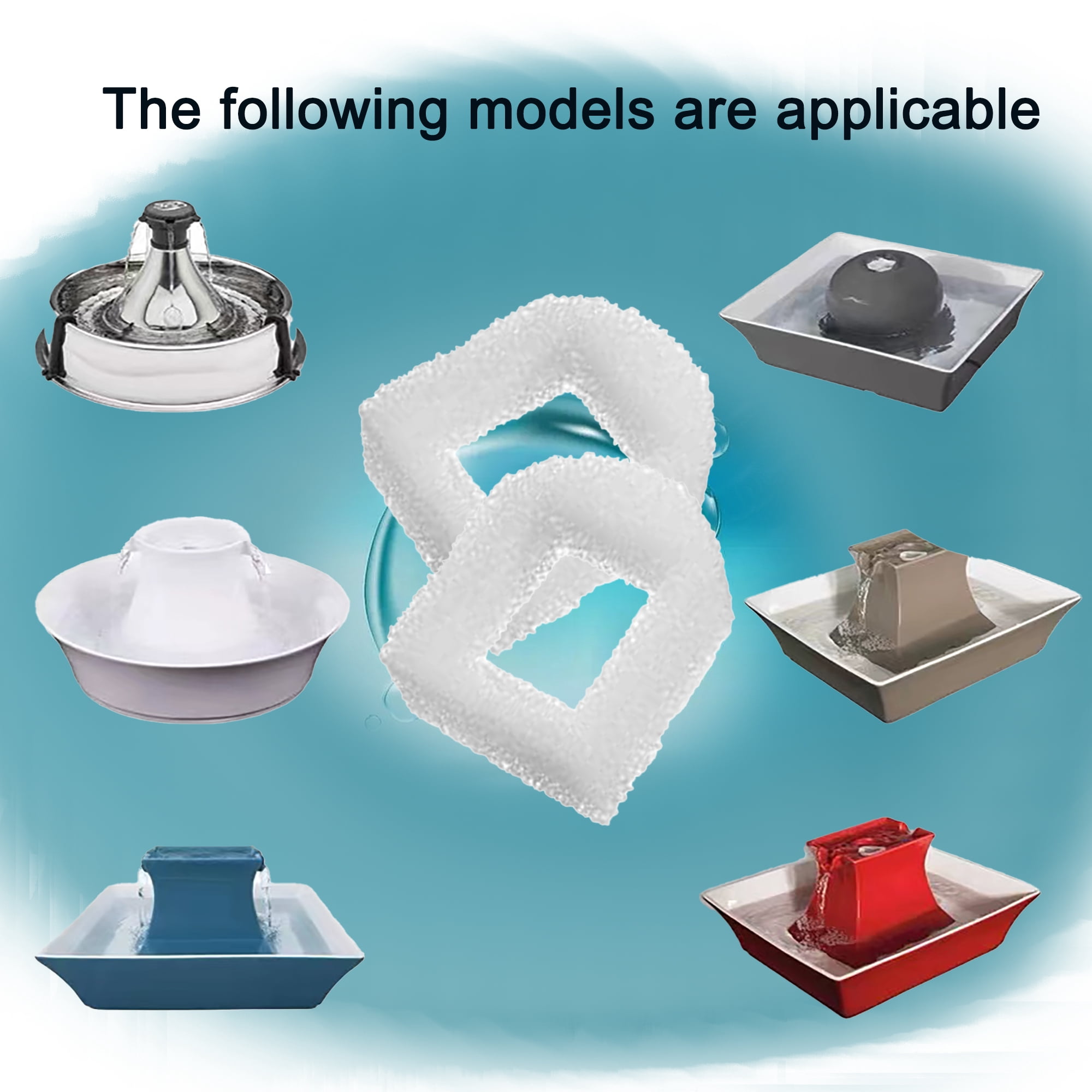 TropicAqua Cat Fountain Replacement Filter Sponge for Drinkwell Stainless Steel 360, Lotus, Avalon, and Pagoda pet Dog and Cat Water Fountains (Pack of 48)