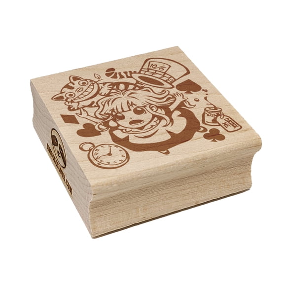 Alice's Adventures in Wonderland Square Rubber Stamp Stamping Scrapbooking Crafting - Small 1.25in