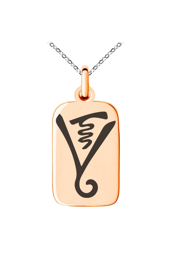 Stainless Steel Reiki Dumo Tibetan Master Engraved Small Rectangle Dog Tag Charm Pendant Necklace