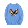 thumbnail image 2 of SGFCWSX Long Sleeve Shirts for Kids Girls Bow Leopard Print Tops Fall Casual T-Shirts Sky Blue Size 7-8 Years, 2 of 4
