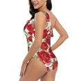 thumbnail image 4 of Picia Rose Flowers Pattern Women's One Piece Swimsuits,One Shoulder Swimwear Asymmetric ,Ruffle Monokinis Bathing Suits,High Waisted Flattering Bathing Suits-Small, 4 of 8