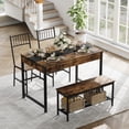 thumbnail image 3 of Dining Table Set for 4, Small Kitchen Table and 2 Chairs for 4 with Bench, Space Saving Kitchen Table Set with Storage Rack & Drawers, Breakfast Nook Rectangular Farmhouse Table Set, 3 of 7