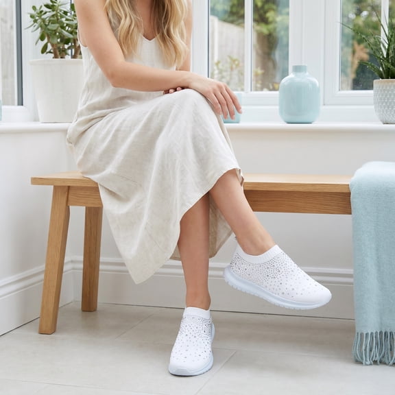 MERRYHAPY Women's White - Shoes, Breathable Mesh Sneakers, Size 8.5 US / 41 EU, Lightweight and Comfortable