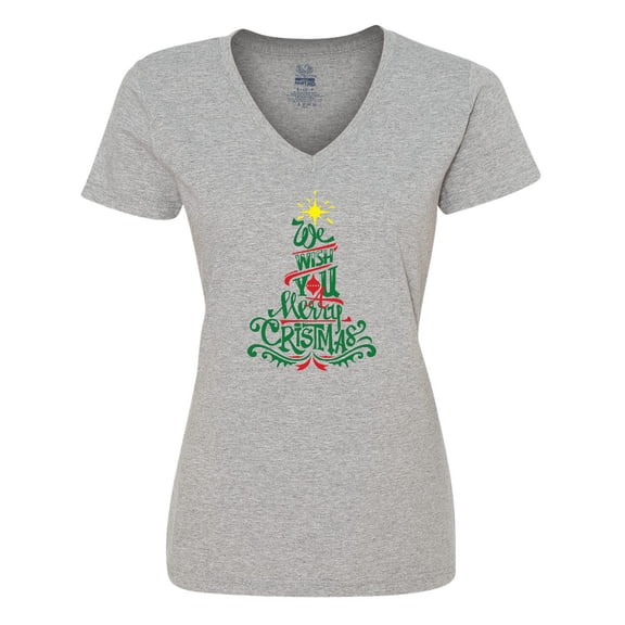 Inktastic We Wish You A Merry Christmas Women's V-Neck T-Shirt