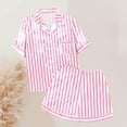 thumbnail image 6 of WAYUTE 2 Piece Sets for Women Short Sleeve Stpried V Neck Button Down Shirts and Shorts Set Comfortable Home Outfit Loungewear Sets, 6 of 7