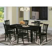 Dining Room Set 7 Piece Table & Chairs Kitchen Set Black Rectangular Table