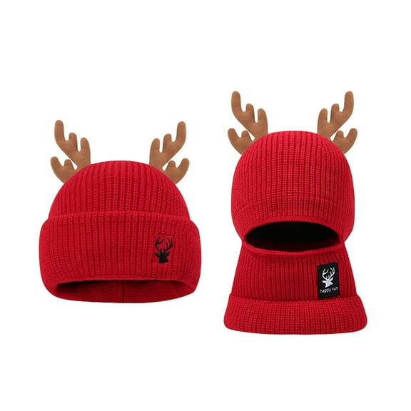 Reindeer Antler Knitted Hat for Adults Dual Purpose Crochet Winter Beanie with Cute Antlers Warm Colorful Knit Cap for Outdoor Holiday Parties and Christmas Festivities