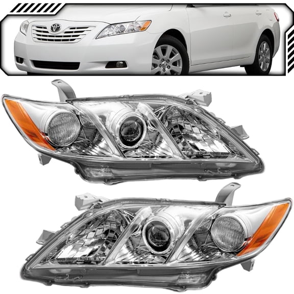 EPIC LIGHTING OE Style Halogen Headlights Assembly Replacement for TOYOTA 07-09 CAMRY LE XLE 08-09 Base 2007 CE [ TO2518105 TO2519105 8117033651 8113033651 ] Pair