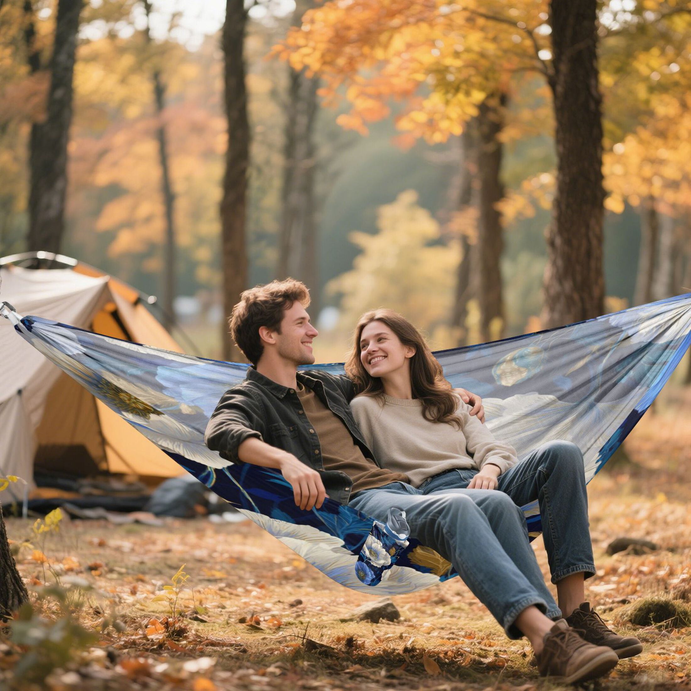 Hanging Hammock Portable Travel Camping For Outdooor Beach Camping Hiking Seamless White Poppy
