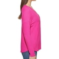 thumbnail image 3 of Calvin Klein Women's V-Neck Honeycomb Waffle Knit Top (Electric Pink, XL), 3 of 4